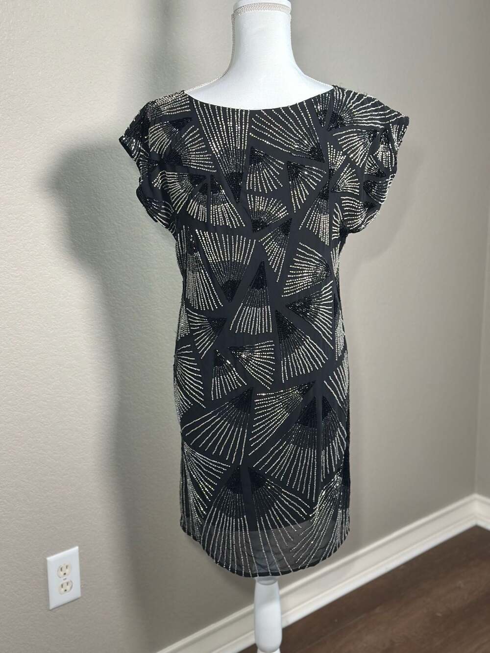 Trina Turk Hansen Beaded Geometric Cocktail Mini Dress